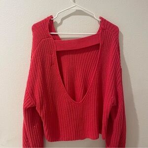 Urban Outfitters V-Neck Sweater in Vibrant pink